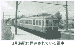 旧月潟駅に保存されている電車